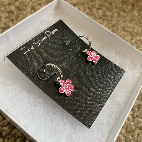 Small Pink Flower Hoops - Picture 2 of 2